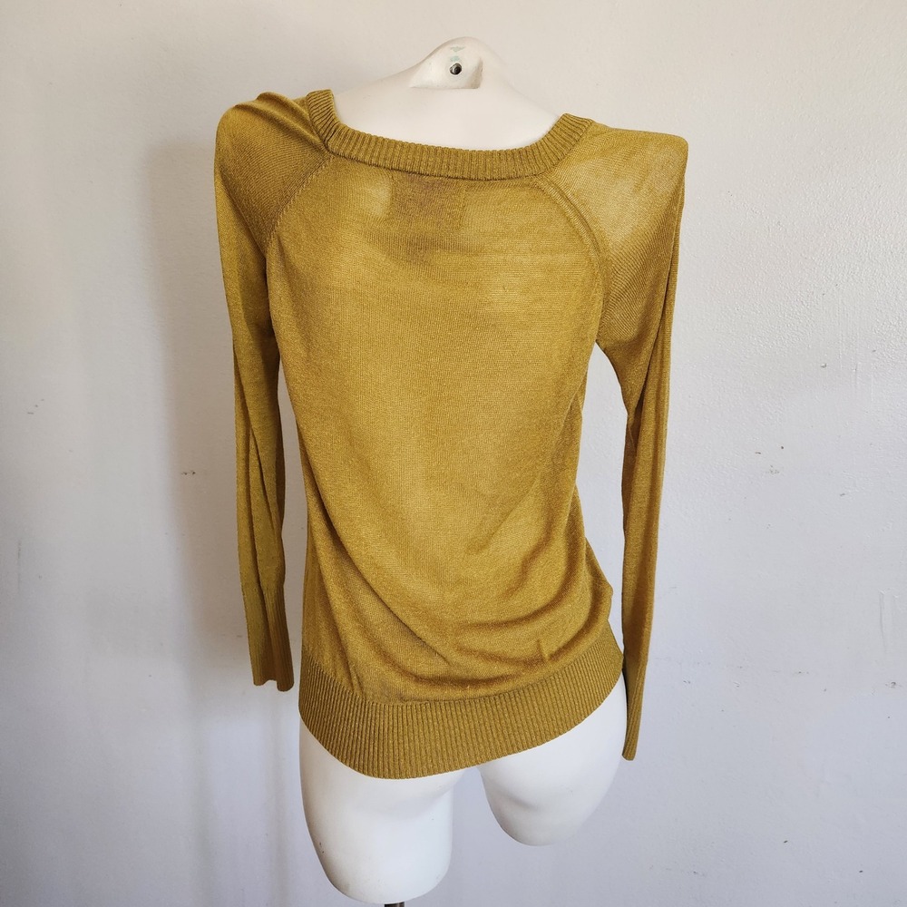 Banana Republic Heritage Linen Blend Sweater XS Mustard Thin Knit Lightweight - Picture 3 of 11